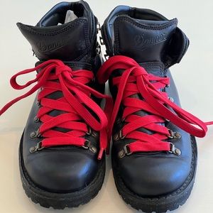 Danner Mountain Pass Boots, Black with Red Laces in Box